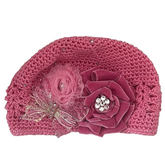 Baby’s in Bloom by Angelique Knit Pink Hat - Picture 2 of 6